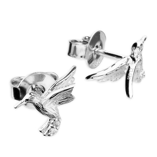 Sterling Silver Hummingbird Studs with Cubic Zirconia