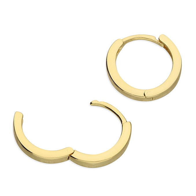 12mm Yellow gold-plated small plain hinged huggie hoop
