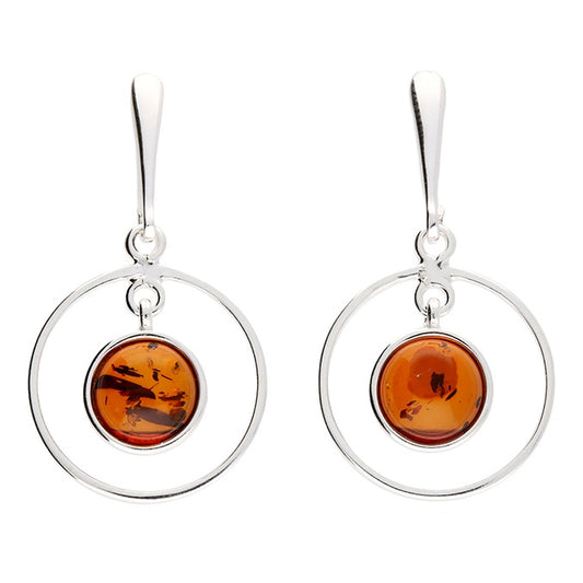 Circle Amber Drop earrings