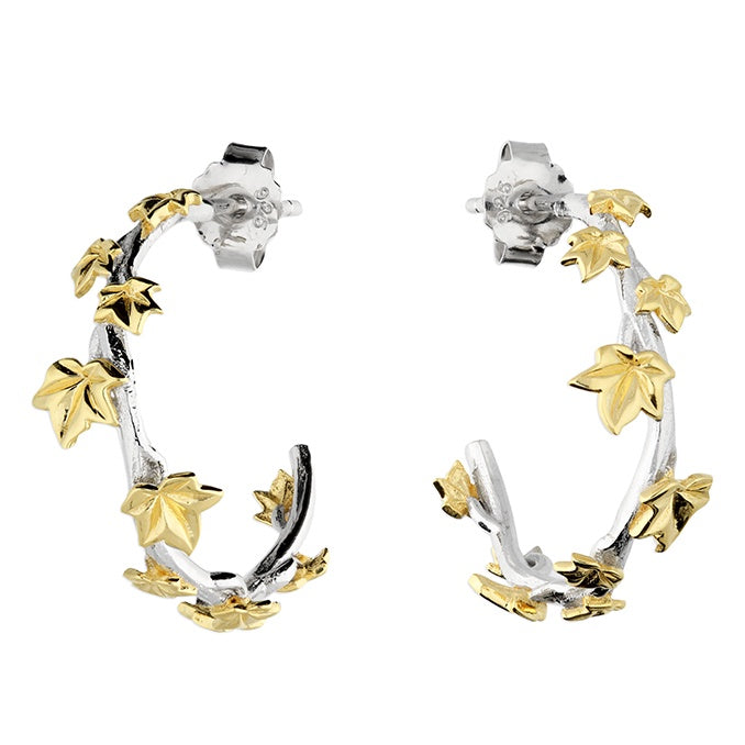 Two-Tone Leaf hoop earrings