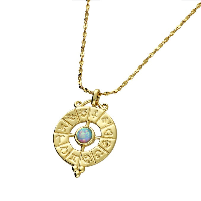 Gold Plated Opal Zodiac Necklace