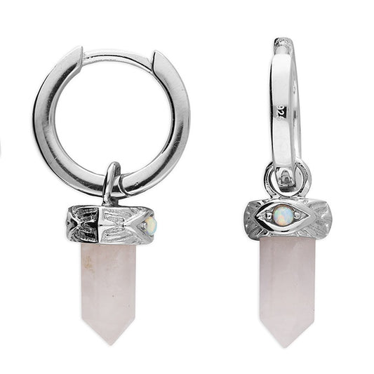 Rose Quartz Crystal Hoops