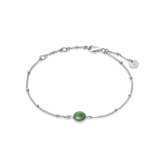 GREEN AVENTURINE HEALING STONE BOBBLE BRACELET SILVER HBR1001_SLV