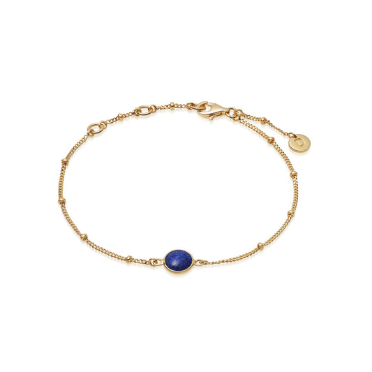 Daisy London LAPIS HEALING STONE BOBBLE BRACELET 18ct Gold Plate HBR1004_GP