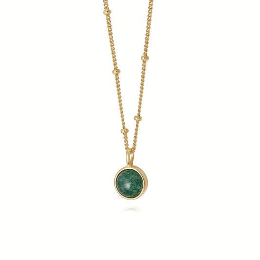 GREEN AVENTURINE HEALING STONE NECKLACE 18ct Gold Plate HN1001_GP