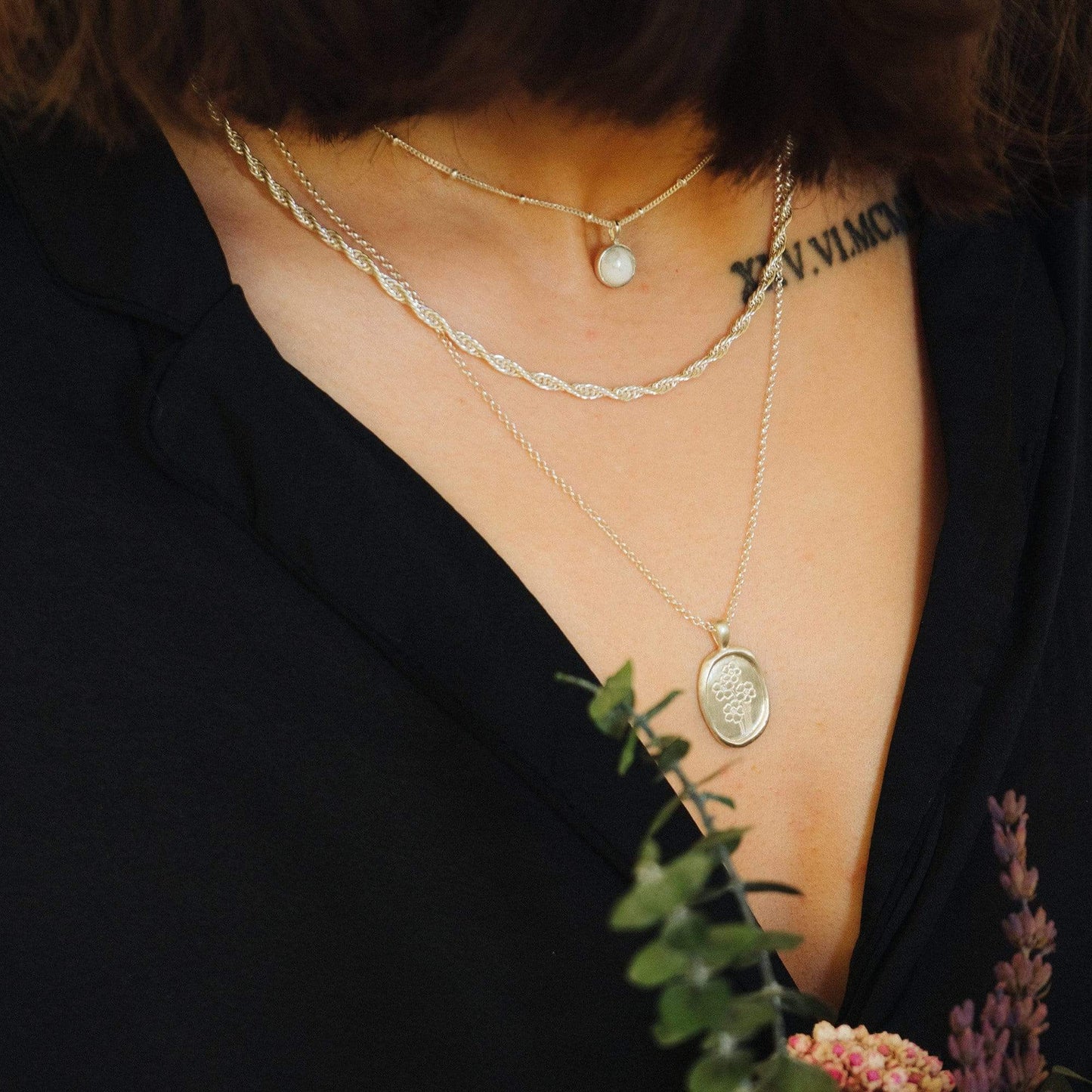 Daisy London Howlite Healing Stone Necklace HN1006_SLV