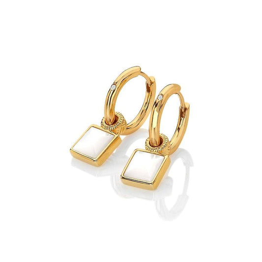 HD X JJ CALM MOTHER OF PEARL SQUARE EARRINGS