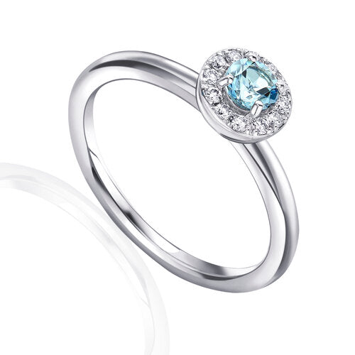 Aquamarine and Diamond cluster ring 9ct White Gold