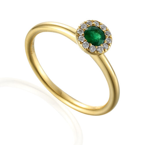 Emerald and Diamond cluster ring 9ct Yellow Gold