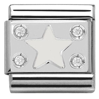 Composable CL SIMBOLS stainless steel, enamel, Cub, Zirc and 925 silver (04_WHITE plate with Star)