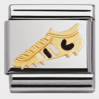 COMPOSABLE Classic ITALIAN FOOTBALL in stainless steel with enamel and bonded yellow gold (24_WHITE-BLACK football boot)