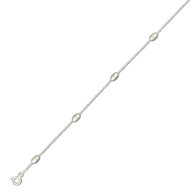46cm/18in diamond-cut beads with ovals chain