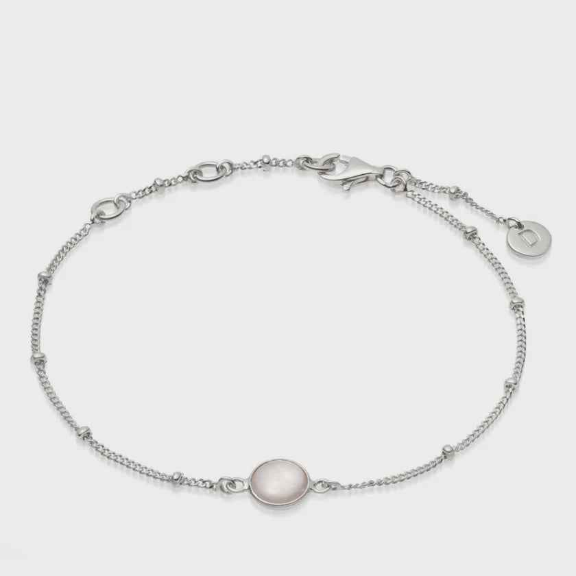 ROSE QUARTZ HEALING STONE BOBBLE BRACELET SILVER