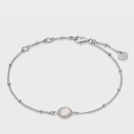 ROSE QUARTZ HEALING STONE BOBBLE BRACELET SILVER