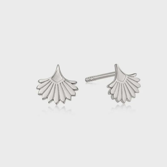 PALM FAN STUD EARRINGS STERLING SILVER