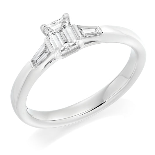 Platinum Emerald Cut Diamond Engagement ring