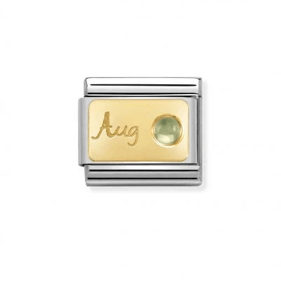 Composable Classic MONTH STONE in steel, stones and bonded yellow gold (08_August PERIDOT)