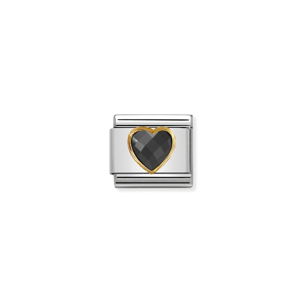 Composable Classic HEART FACETED CZ in steel and bonded yellow gold (011_Black)