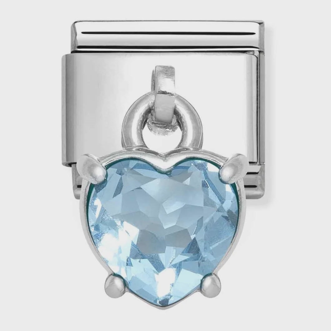 COMPOSABLE CLASSIC LINK, PENDANT HEART CUT STONE, LIGHT BLUE