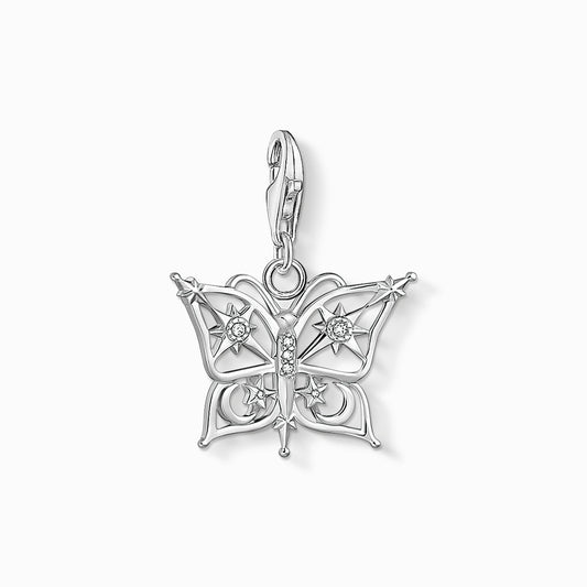 Charm pendant butterfly star and moon silver