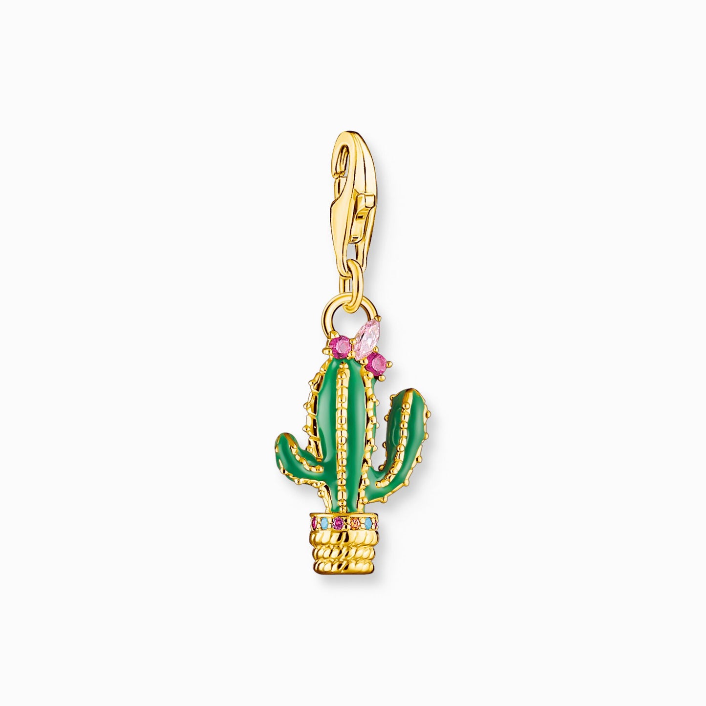 Charm pendant green cactus 18k gold plated