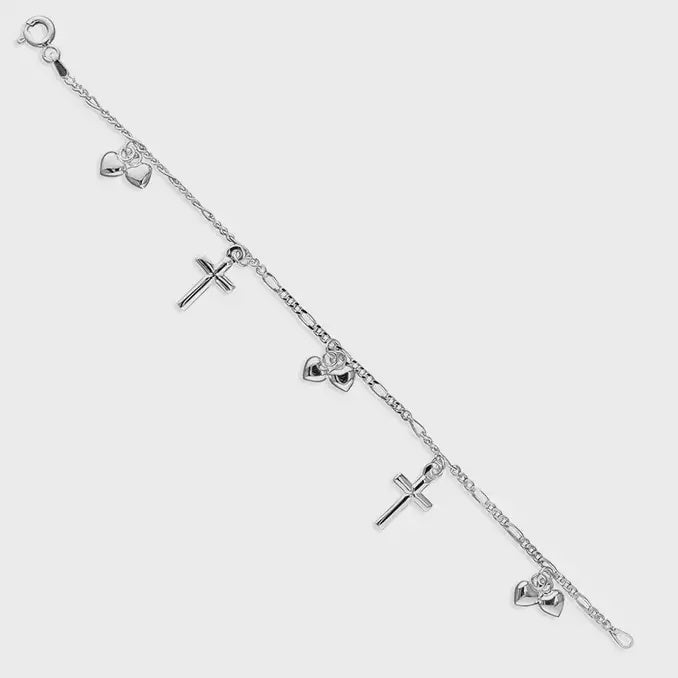 Sterling silver fiagro chain christening bracelet