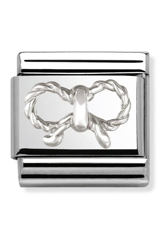 Composable Classic ELEGANCE (relief) in stainless steel with 925 silver (Bow) (03_Bow)