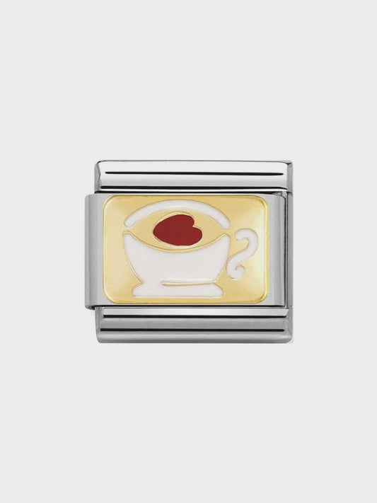 Composable Classic PLATES steel , enamel and bonded yellow gold (02_Cup with heart)