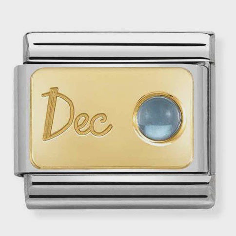 Classic MONTH STONE in steel, stones and bonded yellow gold (12_December LIGHT BLUE TOPAZ)