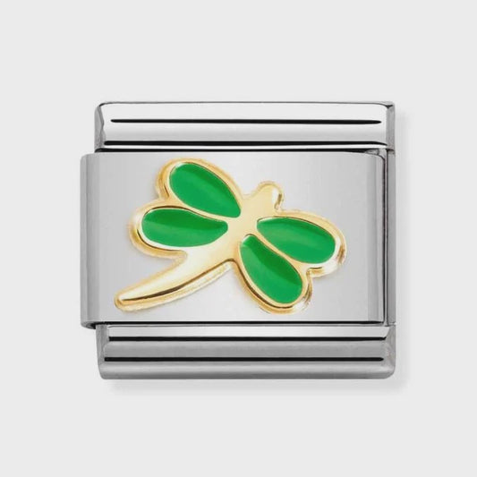 Composable Classic SYMBOLS steel, enamel and bonded yellow gold (56_GREEN APPLE dragonfly)