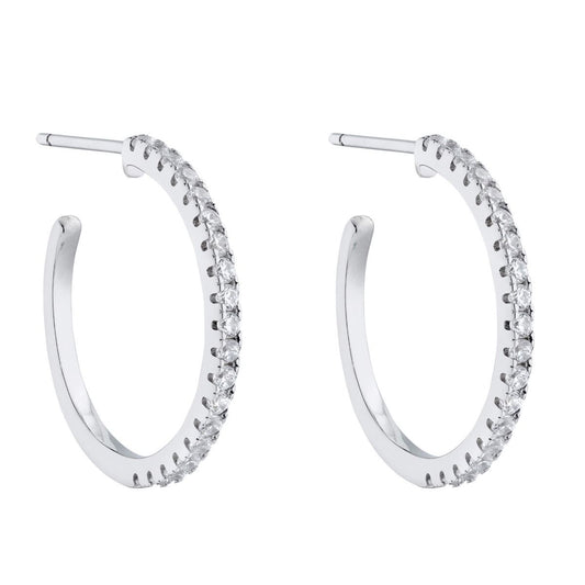 3/4 Hoop Earrings With CZ