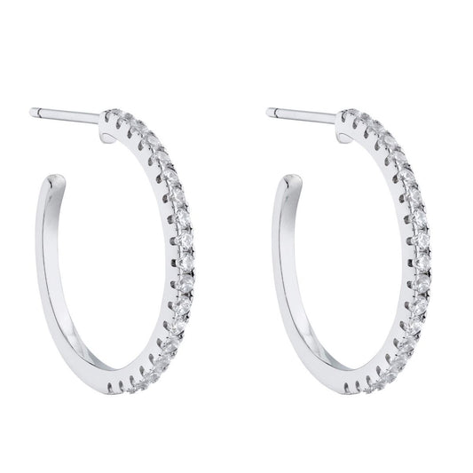 3/4 Hoop Earrings With CZ (E6127C)