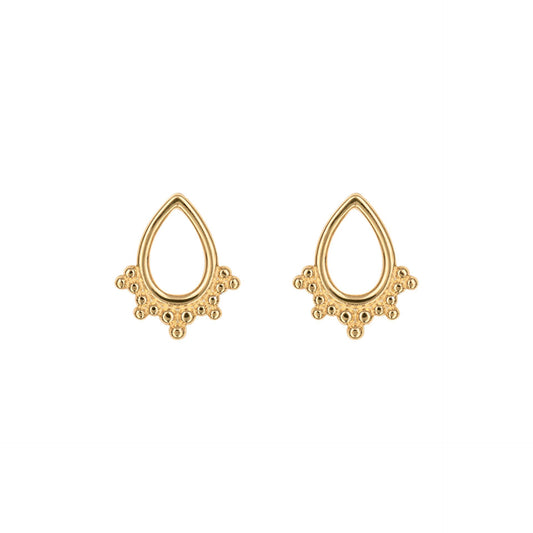 Filigree Open Teardrop Stud Earrings GP