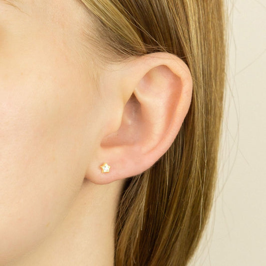 Tiny silver 18k Gold plated star stud earrings