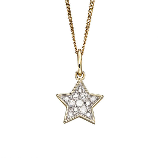 9ct Yellow Gold Star Diamond Pendant (Chain not included)