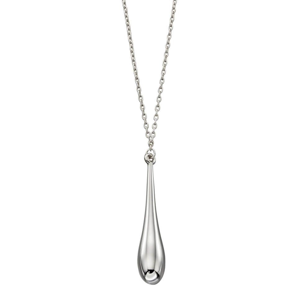 9ct WHITE Elongated Drop Necklace