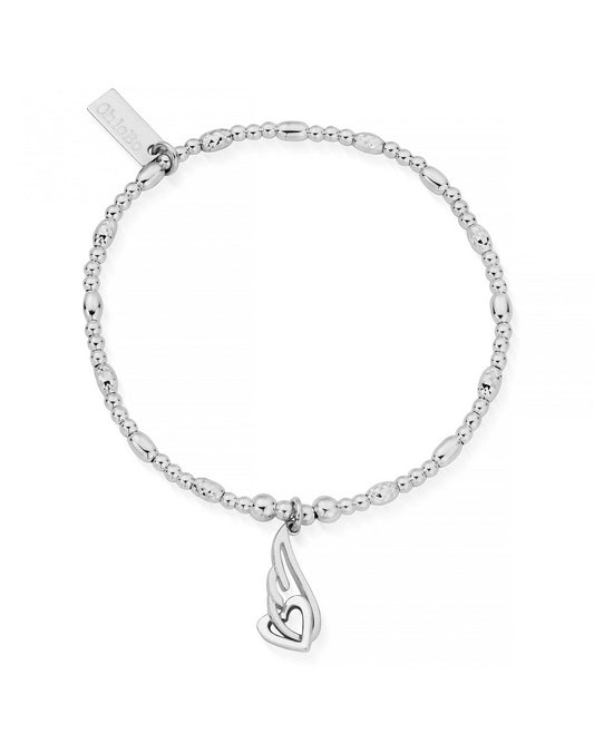 Interlocking Heart and Angel Wing Bracelet