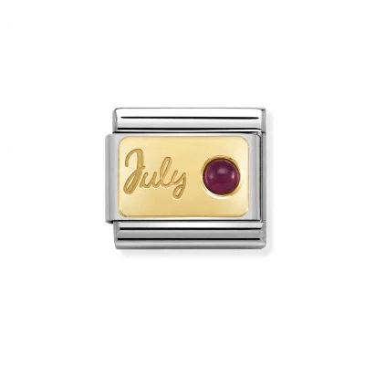 Composable Classic MONTH STONE in steel, stones and bonded yellow gold (07_July RUBY)