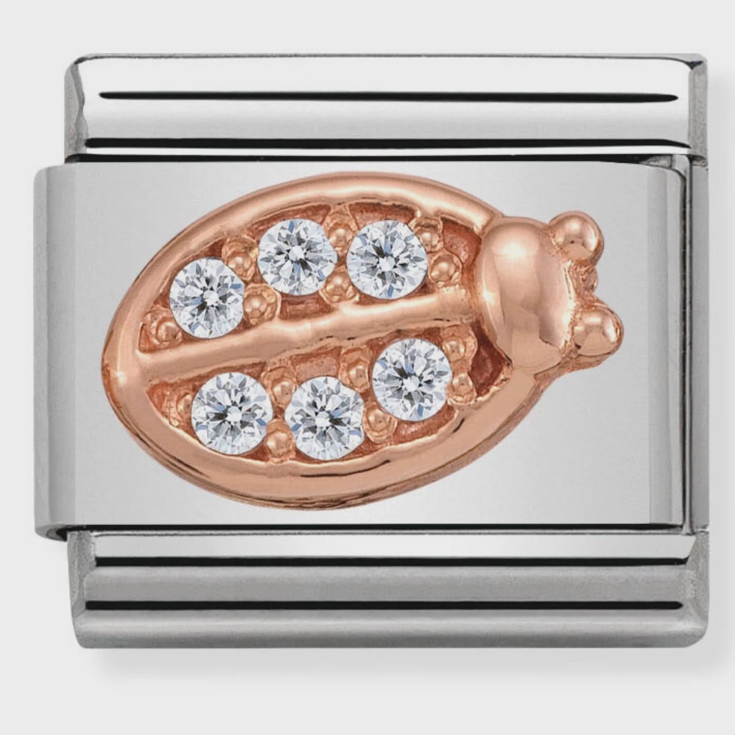 Composable Classic Symbols in stainless steel with 9k rose gold and CZ (15_Ladybug Rich)