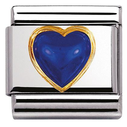 COMPOSABLE Classic STONES HEARTS in stainless steel with bonded yellow gold (09_LAPIS)