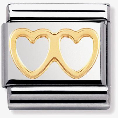 COMPOSABLE Classic LOVE in stainless steel with bonded yellow gold (03_Double Heart)