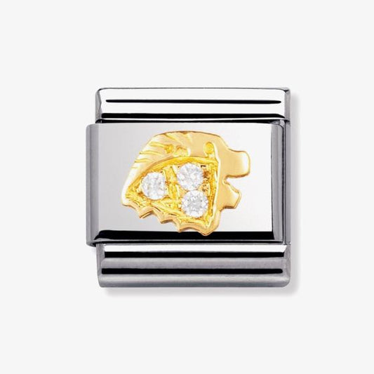 COMPOSABLE Classic ZODIAC in stainless steel with bonded yellow gold and Cubic Zirconia (05_Leo)
