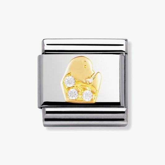 COMPOSABLE Classic ZODIAC in stainless steel with bonded yellow gold and Cubic Zirconia (06_Virgo)