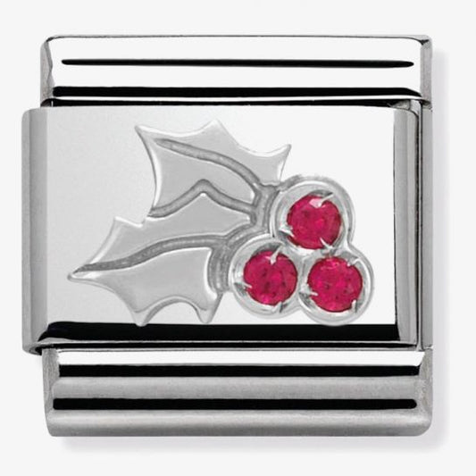 Composable CHRISTMAS stainless steel, enamel,Cub, zirc, and arg,925 (03_Red Holly)