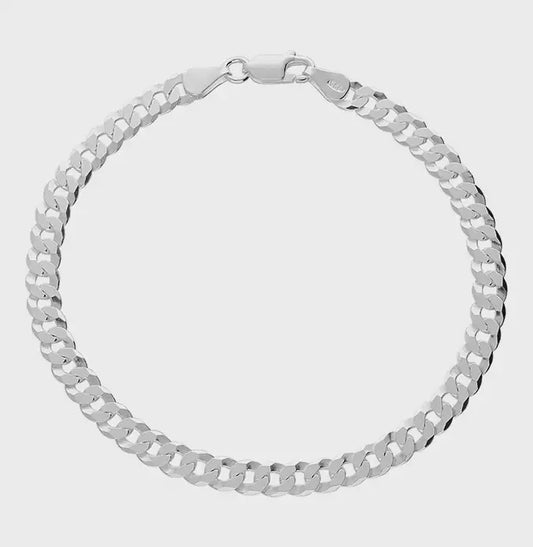 Sterling Silver Bracelet 21.5cm Flat curb