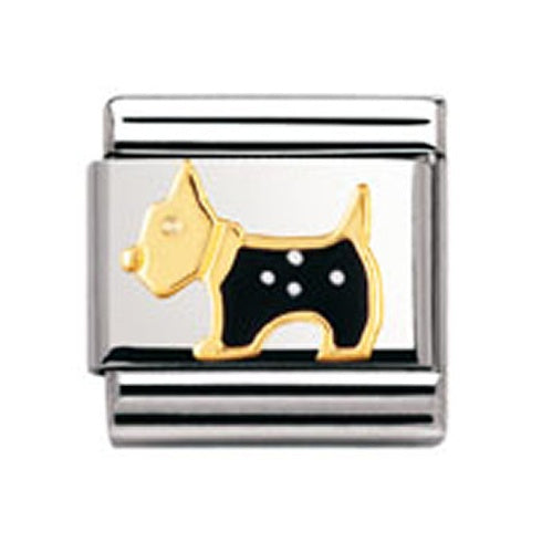 COMPOSABLE Classic EARTH ANIMALS 1 in stainless steel with enamel and bonded yellow gold (09_Terrier Dog)