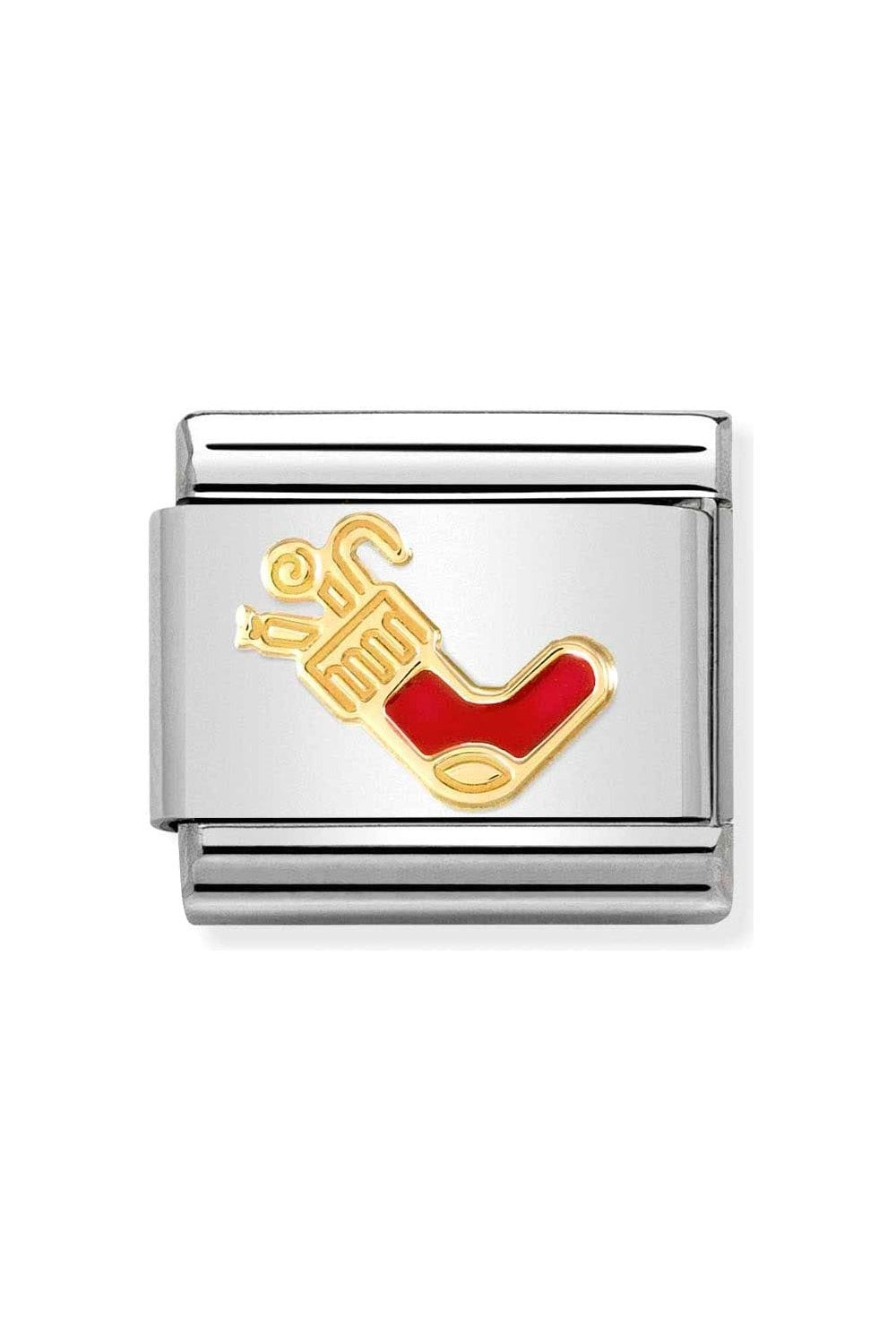 COMPOSABLE Classic CHRISTMAS in stainless steel with enamel and bonded yellow gold (25_Befana stocking)
