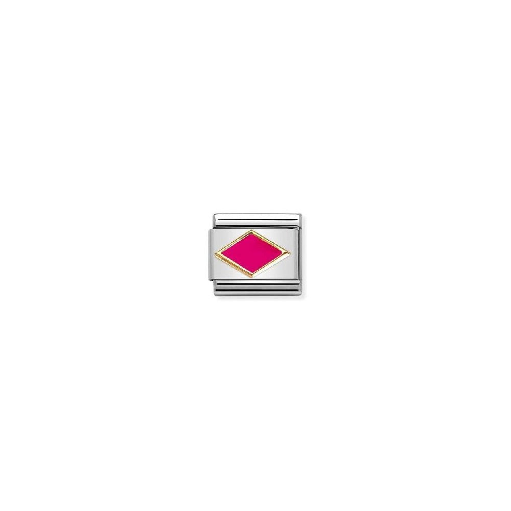 Composable Classic SYMBOLS steel, enamel and bonded yellow gold (52_FUCHSIA rhombus)
