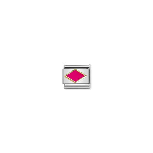 Composable Classic SYMBOLS steel, enamel and bonded yellow gold (52_FUCHSIA rhombus)