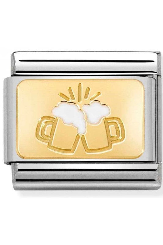 Composable Classic PLATES steel , enamel and bonded yellow gold (51_Beer Cheers)